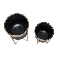 Rizzy Mid Century Metal Planters Set Of 2
