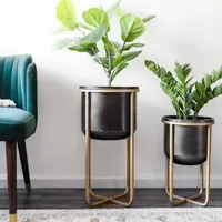 Rizzy Mid Century Metal Planters Set Of 2