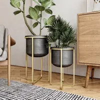 Rizzy Mid Century Metal Planters Set Of 2