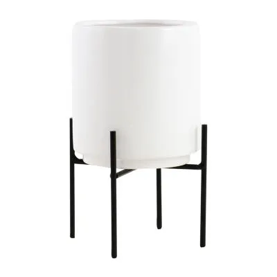 Jodi Mid Century Tabletop Planter - White