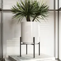 Jodi Mid Century Tabletop Planter - White