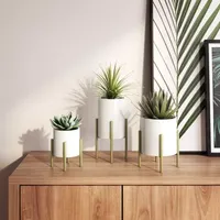 Metal Matte White 3-Piece Planter