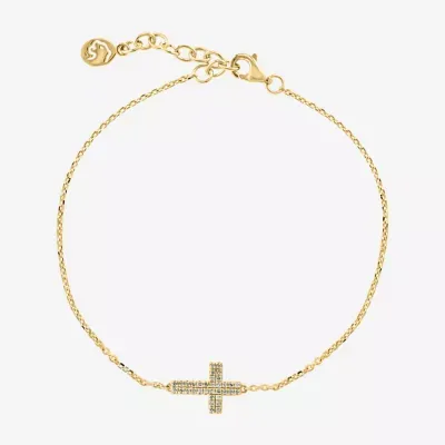 Effy  Sideways Sterling Silver 7 Inch Solid Cable Cross Chain Bracelet