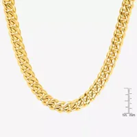 18K Gold Over Stainless Steel Inch Semisolid Cuban Chain Necklace