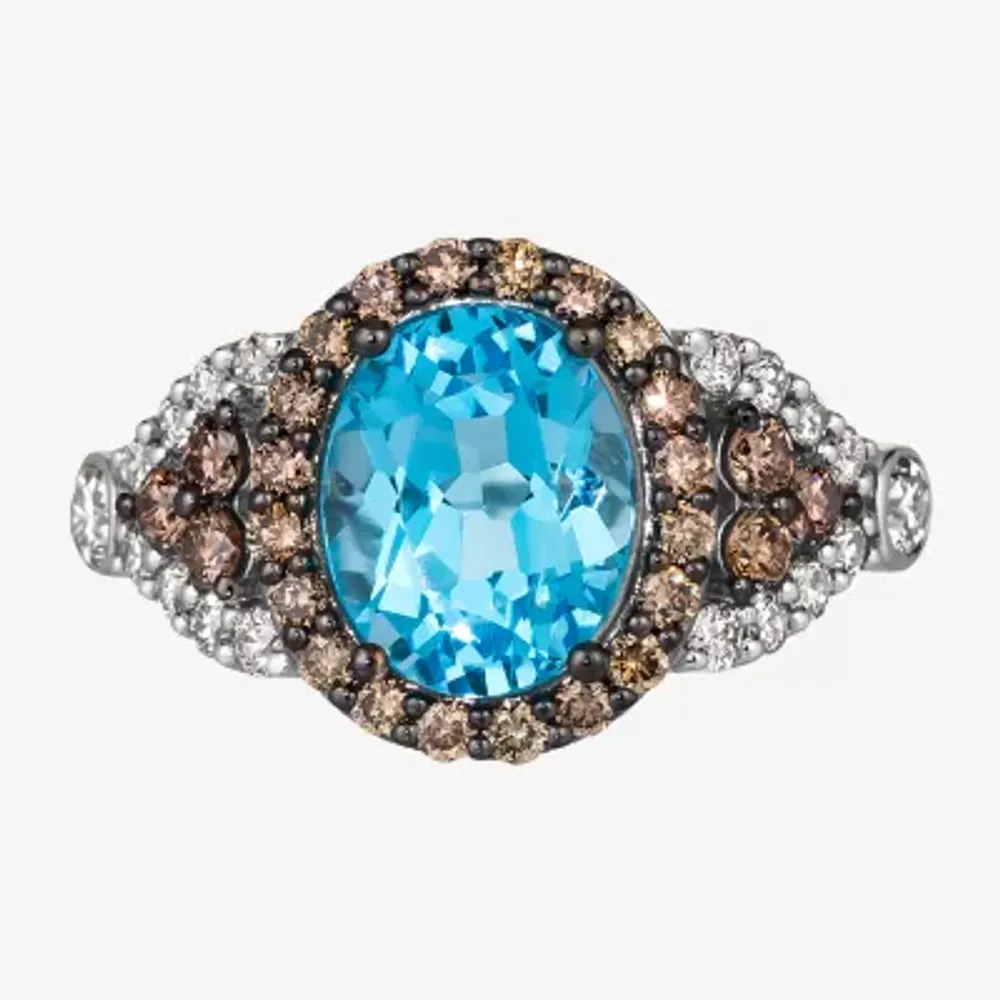 Le Vian® Grand Sample Sale™ Ring featuring 3 CT. Blue Topaz 3/8 CT. Nude Diamonds™  1/2 CT. Chocolate Diamonds® set in 14K Vanilla Gold®