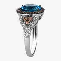 Le Vian® Grand Sample Sale™ Ring featuring 3 CT. Blue Topaz 3/8 CT. Nude Diamonds™  1/2 CT. Chocolate Diamonds® set in 14K Vanilla Gold®