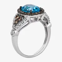 Le Vian® Grand Sample Sale™ Ring featuring 3 CT. Blue Topaz 3/8 CT. Nude Diamonds™  1/2 CT. Chocolate Diamonds® set in 14K Vanilla Gold®