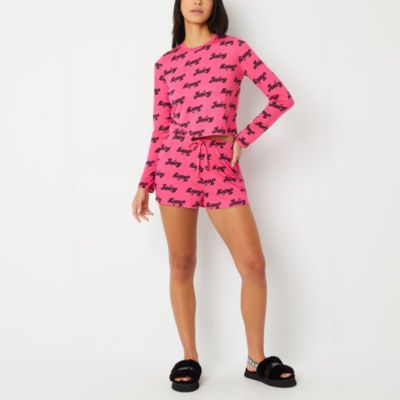 Juicy By Couture Womens Long Sleeve Crew Neck 2-pc. Shorts Pajama Set