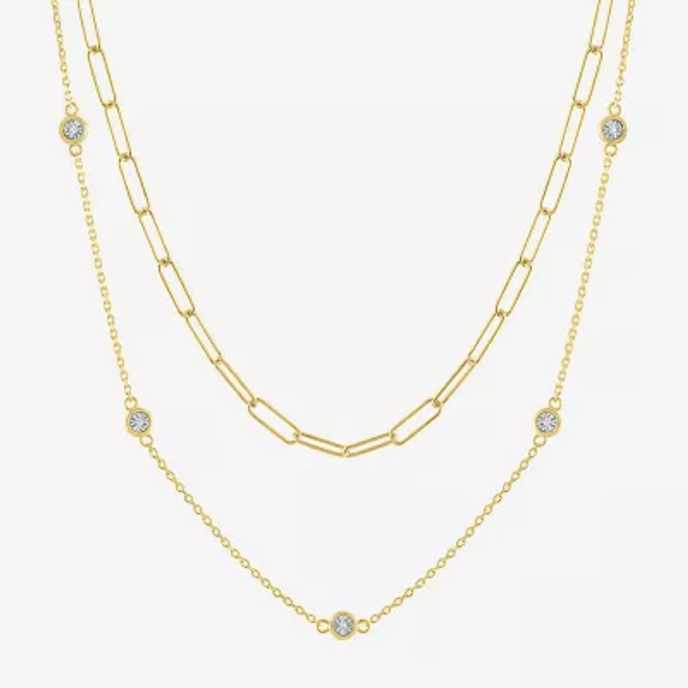 Diamond Addiction Womens 2-pc. Diamond Accent Genuine necklace Set in Sterling Silver or 14K Gold Over Silver