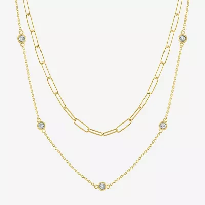 Diamond Addiction Womens 2-pc. Diamond Accent Genuine necklace Set in Sterling Silver or 14K Gold Over Silver