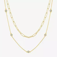 Diamond Addiction Womens 2-pc. Diamond Accent Genuine necklace Set in Sterling Silver or 14K Gold Over Silver