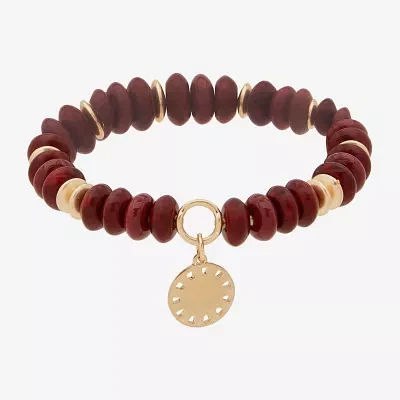 a.n.a Gold Tone & Red Beaded Charm Stretch Bracelet