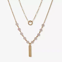 a.n.a Gold Tone Semi Precious Rose Quartz 18 Inch Cable Strand Necklace