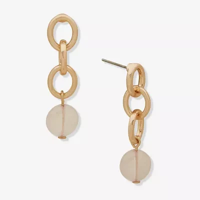 a.n.a Gold Tone Semi Precious Rose Quartz Drop Earrings