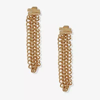 Worthington Gold Tone Mesh Linear Drop Earrings