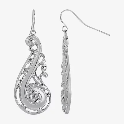 1928 Silver Tone Drop Earrings