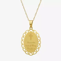 Immaculate Heart Of Mary Womens 14K Gold Oval Pendant Necklace