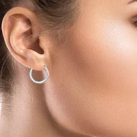 14K White Gold 20mm Round Hoop Earrings