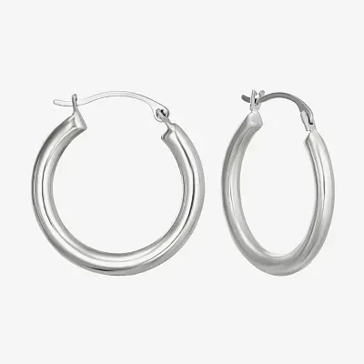 14K White Gold 20mm Round Hoop Earrings