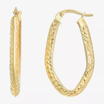 Womens 14K Gold 31mm Oval Hoop Earrings