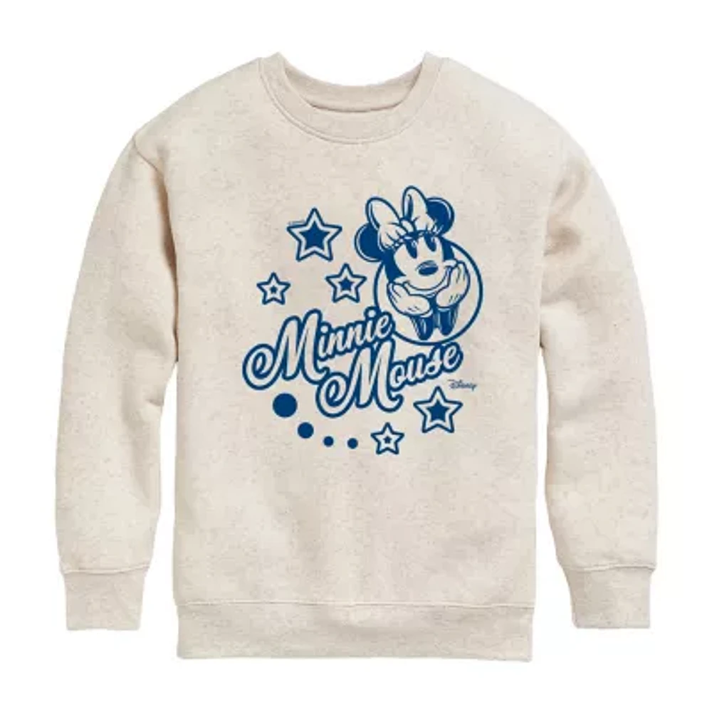 Disney Collection Little & Big Girls Crew Neck Long Sleeve Minnie Mouse Sweatshirt