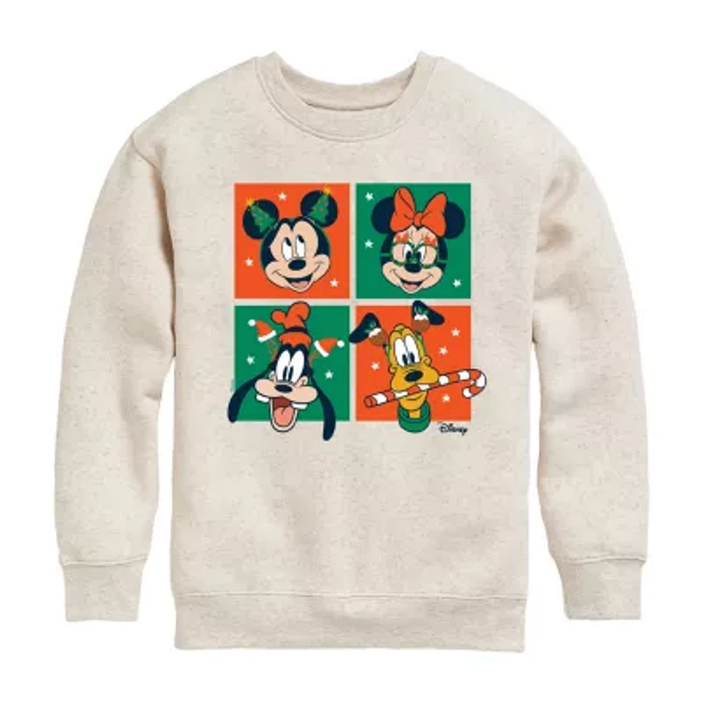 Disney Collection Little & Big Girls Crew Neck Long Sleeve Mickey and Friends Sweatshirt