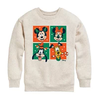 Disney Collection Little & Big Girls Crew Neck Long Sleeve Mickey and Friends Sweatshirt