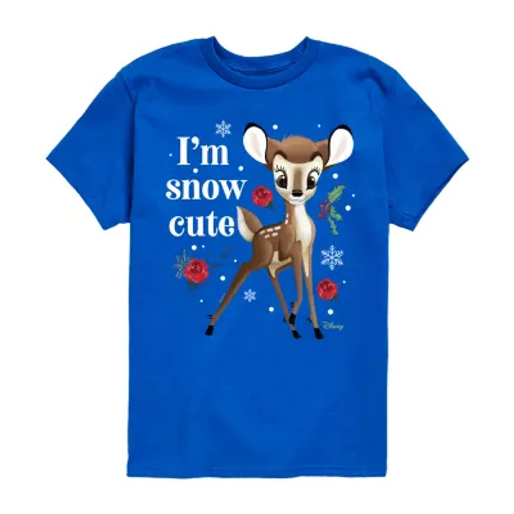 Disney Collection Little & Big Girls Crew Neck Short Sleeve Bambi Graphic T-Shirt