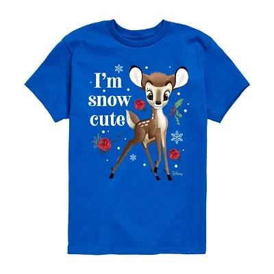 Disney Collection Little & Big Girls Crew Neck Short Sleeve Bambi Graphic T-Shirt