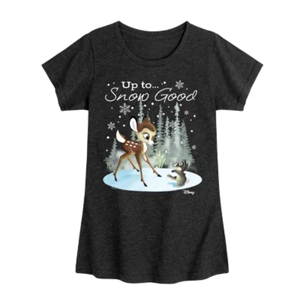 Disney Collection Little & Big Girls Crew Neck Short Sleeve Bambi Graphic T-Shirt