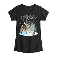 Disney Collection Little & Big Girls Crew Neck Short Sleeve Bambi Graphic T-Shirt