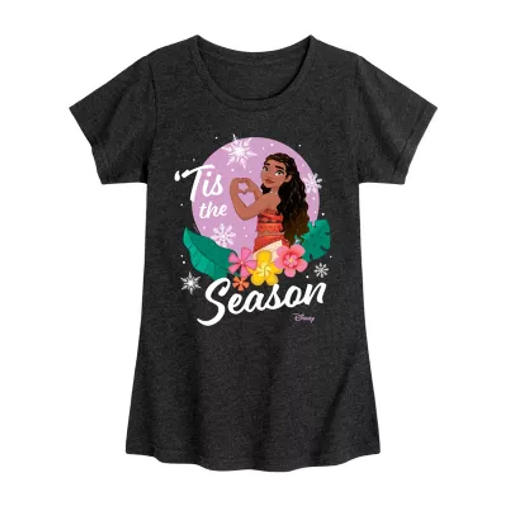 Disney Collection Little & Big Girls Crew Neck Short Sleeve Moana Graphic T-Shirt