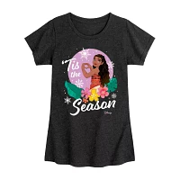 Disney Collection Little & Big Girls Crew Neck Short Sleeve Moana Graphic T-Shirt