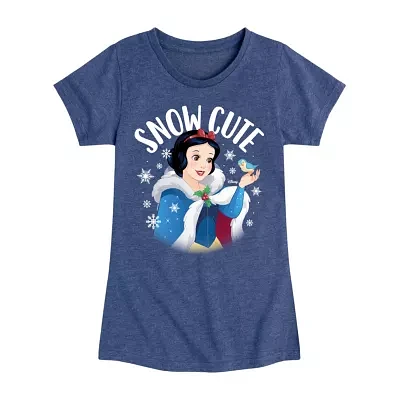 Disney Collection Little & Big Girls Crew Neck Short Sleeve Snow White Graphic T-Shirt