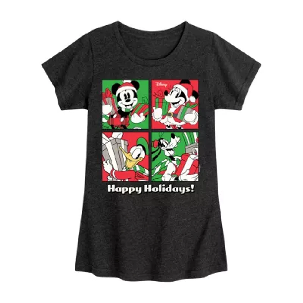 Disney Collection Little & Big Girls Crew Neck Short Sleeve Mickey Mouse Graphic T-Shirt