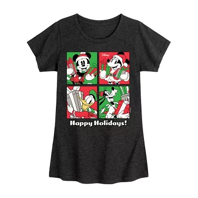 Disney Collection Little & Big Girls Crew Neck Short Sleeve Mickey Mouse Graphic T-Shirt