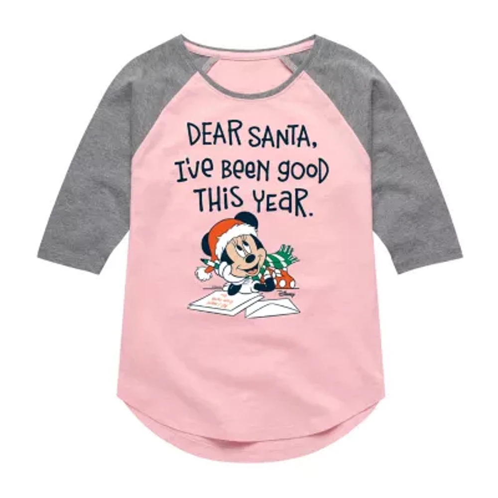 Disney Collection Little & Big Girls Crew Neck Elbow Sleeve Mickey Mouse Graphic T-Shirt