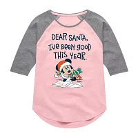 Disney Collection Little & Big Girls Crew Neck Elbow Sleeve Mickey Mouse Graphic T-Shirt