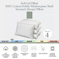 Ella Jayne 100% Cotton Dobby-Box Shell Soft Stomach Sleeper Down Alternative Pillow, Set of 4