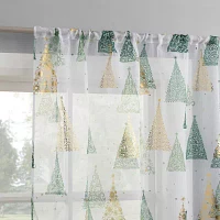 No 918 Hemlock Printed Sheer Rod Pocket Set of 2 Curtain Panel