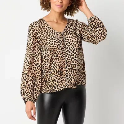 Bold Elements Womens V Neck Long Sleeve Blouse