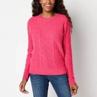 St. John's Bay Womens Crew Neck Long Sleeve Pullover Sweater