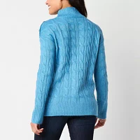 St. John's Bay Rhinestone Womens Crew Neck Long Sleeve Pullover Sweater