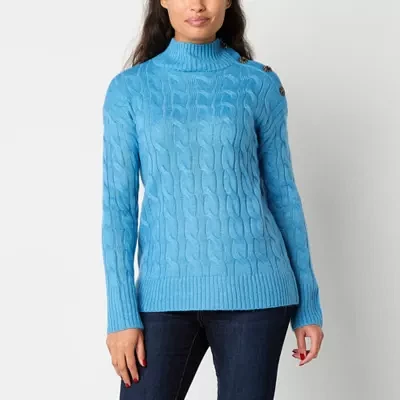 St. John's Bay Rhinestone Womens Crew Neck Long Sleeve Pullover Sweater