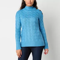 St. John's Bay Rhinestone Womens Crew Neck Long Sleeve Pullover Sweater