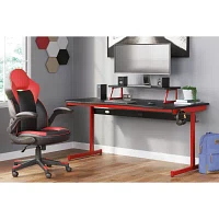 Signature Design by Ashley Lynxtyn 63" Home Office Desk with Headset Hanger and Raised Monitor Stand