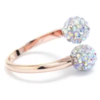 Sparkle Allure Crystal 14k Rose Gold Over Brass Bypass  Cocktail Ring