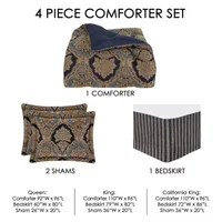 Five Queens Court Bristol 4-pc. Damask + Scroll Comforter Set