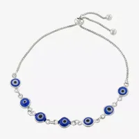 Silver Reflections Guardian Eye Pure Silver Over Brass 10 Inch Link Evil Eye Round Bolo Bracelet