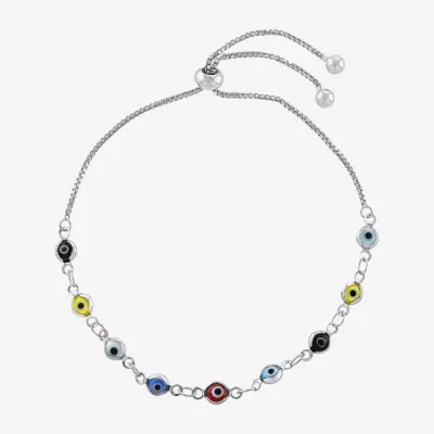 Silver Reflections Guardian Eye Pure Silver Over Brass 10 Inch Link Evil Eye Round Bolo Bracelet